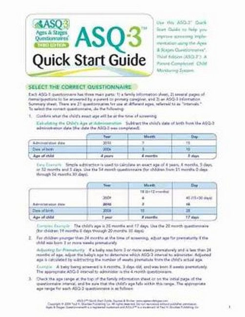 Ages & Stages Questionnaires (R) (ASQ (R)-3): Quick Start Guide (English) 3/e