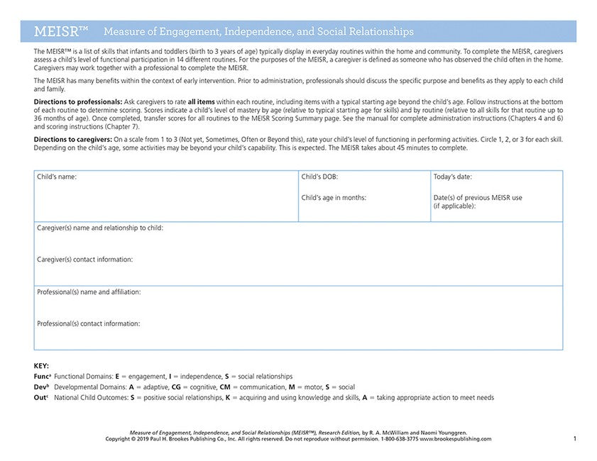 MEISR (TM) Forms