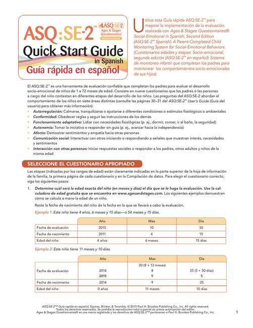 Ages & Stages Questionnaires: Social Emotional (ASQ:SE-2) Quick Start