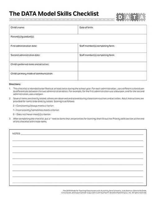 The DATA Model Skills Checklist