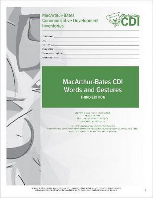 MacArthur-Bates Communicative Development Inventories (CDI) Words and Gestures Forms 3/e